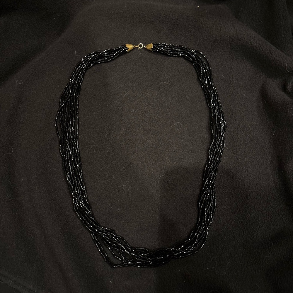 Elegant Black Beaded Necklace